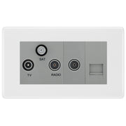 BG White Moulded TV/FM/SAT + Return & 1 Gang Tel - Screened Triplex Socket NWM68G by British General (BG-NWM68G)