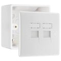 BG Electrical Double RJ45 Telephone Socket (Screw) & 50mm Pattress Back Box