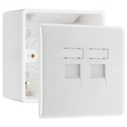 BG Electrical Double RJ45 Telephone Socket (Screw) & 50mm Pattress Back Box by British General (BG-8RJ45/2+877)
