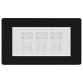 BG Screwless Matt Black 3 Gang RJ45 Cat6 Data Socket Outlet White Inserts