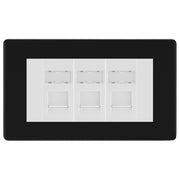 BG Screwless Matt Black 3 Gang RJ45 Cat6 Data Socket Outlet White Inserts by British General (BG-FFBRJ453W)