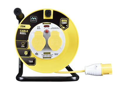 Masterplug LVCT2516/2 Yellow 110V 16A 2 Gang Cable Reel with Indicator 25m