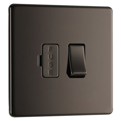 BG Screwless Black Nickel 13A Switched Spur FBN50 with 25mm Steel Back Box