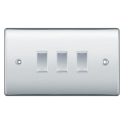 BG Polished Chrome 3 Gang Intermediate Switch Double Format Custom Grid Mirror by British General (NEXUS-PC-3GANG-CUSTOM-INT-LIGHT-SWITCH)