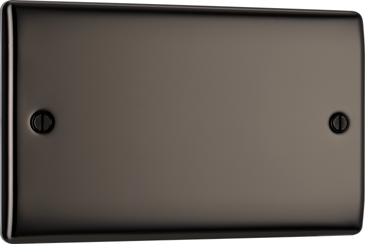 NBN95 Front - This premium black nickel finish double blank plate from British General is ideal for covering unused electrical connections and has a sleek and slim profile, with softly rounded edges to add a touch of luxury to your decor.