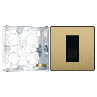 BG Evolve Satin Brass 1 Gang Master Telephone Outlet PCDSBBTM1B with 25mm Steel Back Box