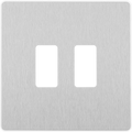 BG RPCDBS2W Evolve Grid Brushed Steel 2 Module Square Front Plate - White Trim