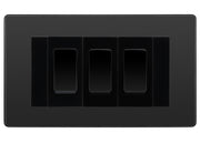 BG Evolve Black Chrome 3G Switch 2x Intermediate 1x 2 Way Switch - Black Insert