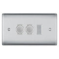 BG Nexus Brushed Steel 3 Gang Switch 2x Trailing Edge LED Dimmer 1x Intermediate Custom Grid Switch