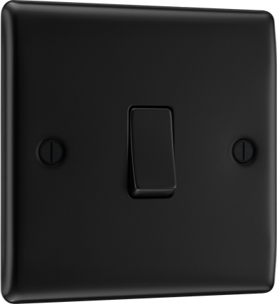 BG NFB12 Nexus Metal Matt Black 1 Gang 20A 16AX 2 Way Plate Switch