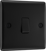 BG NFB12 Nexus Metal Matt Black 1 Gang 20A 16AX 2 Way Plate Switch by British General (BG-NFB12-Shopify-SA_1)