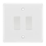 BG White 2 Gang Intermediate Light Switch Custom Grid Switch by British General (BG-NEXUS-WM-2G-CUSTOM-2x INT SWITCH)