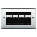 BG Nexus Polished Chrome 4 Gang RJ45 Cat5e Data Socket Black Inserts