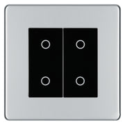 BG Nexus Screwless Polished Chrome Double Secondary Touch Dimmer Switch - Black Insert by British General (BG-EMTDSB+FPCEMS2)