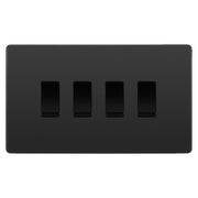 BG Evolve Black Chrome 4 Gang Custom Grid Light Switch Double Format by British General (BG-Evolve-BC-4G-CUSTOM-LIGHT-SWITCH)