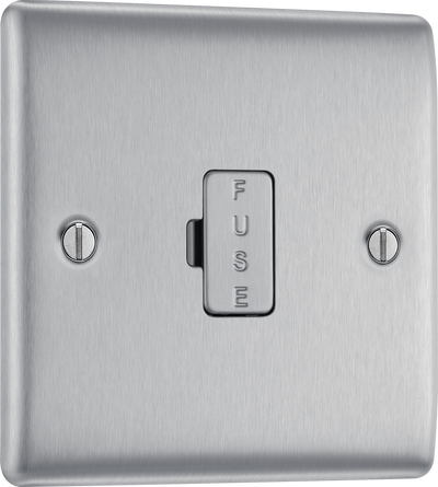 BG NBS54 Nexus Metal Brushed Steel 13A Unswitched Fused Spur Unit