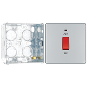 BG Screwless Polished Chrome 45A DP Single Plate + Neon FPC74 with 35mm Steel Back Box by British General