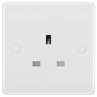 BG 823 Moulded Round Edge | White | 1 Gang 13A Unswitched Socket by British General (BG-823)