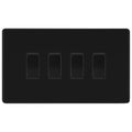 BG Matt Black Screwless 4 Gang Intermediate Light Switch | Modern Slim Grid