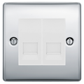 BG Nexus Polished Chrome Double Master Telephone Socket, Screw Terminal - White Insert