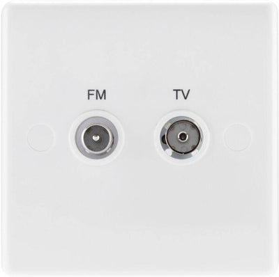 BG 866 Moulded Round Edge | White | 2 Gang Diplex TV and FM Socket by British General (BG-866)