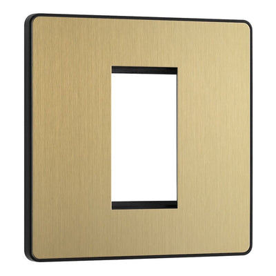 BG Evolve Satin Brass Single Secondary Telephone Socket, Screw Terminal - Black Insert