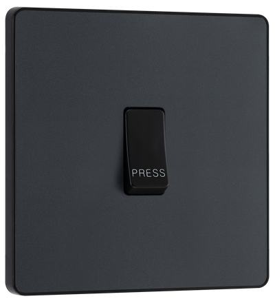 BG Evolve PCDMG14B Matt Grey 10AX 1 Way Press Switch - Black Insert