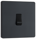 BG Evolve PCDMG14B Matt Grey 10AX 1 Way Press Switch - Black Insert