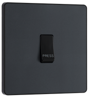 BG Evolve PCDMG14B Matt Grey 10AX 1 Way Press Switch - Black Insert by British General (BG-PCDMG14B-Shopify-SA_1)