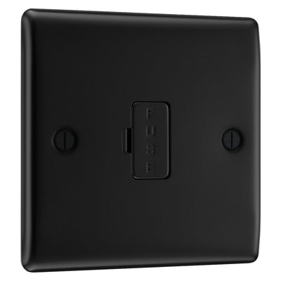 BG Nexus Matt Black 13A Unswitched Fused Connection Unit NFB54 with 35mm Steel Back Box