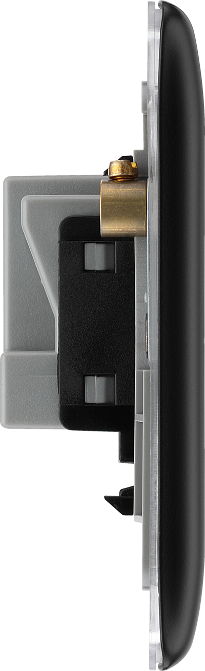 BG NFB23B Nexus Metal Matt Black 1G 13A Unswitched Socket Black Insert