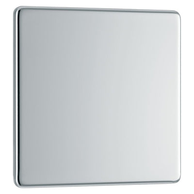 BG Screwless Polished Chrome Single Blanking Plate FPC94 with 25mm Steel Back Box