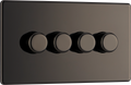 BG Electrical FBN84 Nexus Flatplate Screwless Black Nickel 4 Gang 200W 2 Way Trailing-Edge Push Dimmer Switch