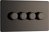 BG Electrical FBN84 Nexus Flatplate Screwless Black Nickel 4 Gang 200W 2 Way Trailing-Edge Push Dimmer Switch by British General (BG-FBN84-Shopify-SA_1)