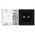 BG Screwless Matt Black 2 Gang Coaxial TV Socket FFB61 with 35mm Steel Back Box