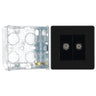 BG Screwless Matt Black 2 Gang Coaxial TV Socket FFB61 with 35mm Steel Back Box by British General