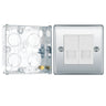 BG Nexus Polished Chrome Double Master Telephone Socket NPCBTM2 with 25mm Steel Back Box by British General (BG-NPCBTM2+HGS02)