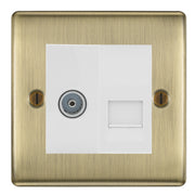 BG Nexus Antique Brass TV Aerial & Master Telephone Socket - White Insert