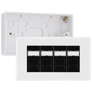 BG Nexus White RJ45 CAT6 Module with 4 Gang Faceplate, 4 Port Network Socket & 32mm Back Box (Black Insert) by British General (BG-EMRJ45C6B-4G-32)
