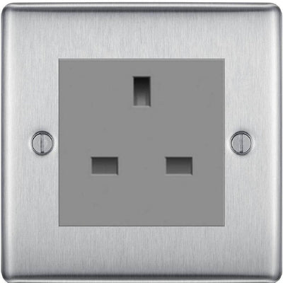 BG Nexus Metal Brushed Steel 13A Unswitched Socket NBS23G by British General (BG-NBS23G)