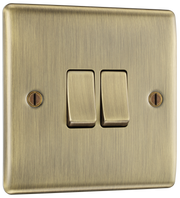 BG NAB42 Nexus Metal Antique Brass 2 Gang 10A 10AX 2 Way Plate Switch by British General (BG-NAB42-Shopify-SA_1)