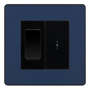 BG Evolve Matt Blue 20A Secret Key Switch with 20A Double Pole Switch - Black Insert