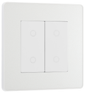 BG PCDCLTDM2W Pearlescent White Evolve 2 Gang 200W Trailing Edge Master Touch Dimmer - White Insert