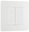 BG PCDCLTDM2W Pearlescent White Evolve 2 Gang 200W Trailing Edge Master Touch Dimmer - White Insert by British General (BG-PCDCLTDM2W-Shopify-SA_1)