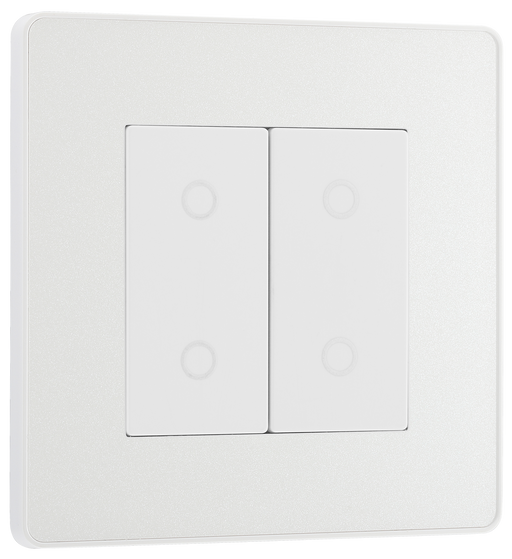 PCDCLTDM2W Front - This Evolve pearlescent white double master trailing edge touch dimmer allows you to control your light levels and set the mood.