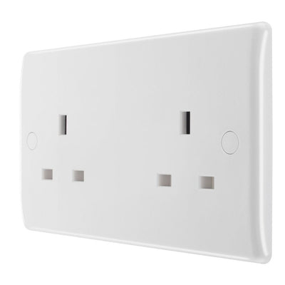 BG Nexus 13A Double Unswitched Power Socket White & 32mm Pattress Back Box
