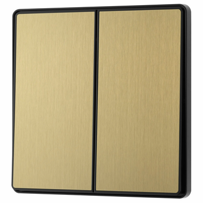 BG Evolve Satin Brass 2 Gang 2-Way 20A Edge to Edge Rocker Light Switch | PCDSB42EB by British General (BG-PCDSB42EB)