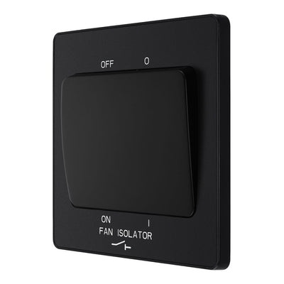 BG Evolve Matt Black 10A 3 Pole Fan Isolator PCDMB15B with 35mm Steel Back Box