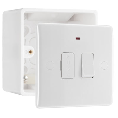 BG Nexus 13A 2 Pole Neon Switched Fused Connection Unit & 50mm Pattress Back Box by British General (BG-852+877)