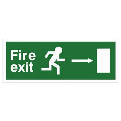 Extinguishers & Equipment: White Rigid Plastic EEC Directive Fire Exit Signs Arrow Down by Rainbow (SAFELINCS-RBRPEECD)